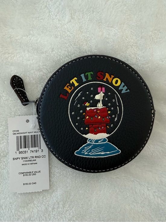 Coach Handbags - NWT Coach X Peanuts Round Coin Case With Snoopy "Let It Snow" Motif